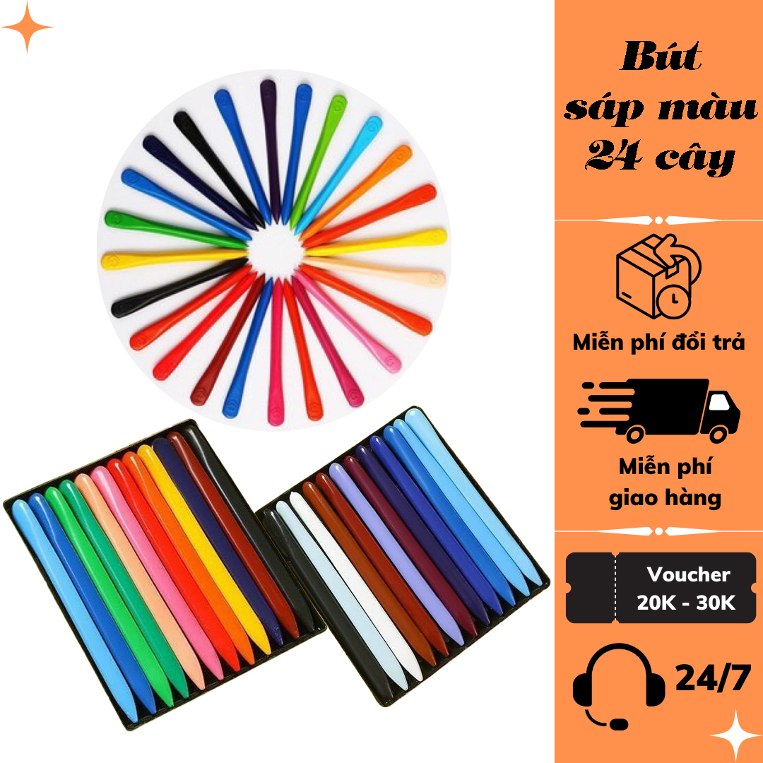 Bộ 24 bút màu sáp hữu cơ cao cấp màu đậm không bị lem tay
