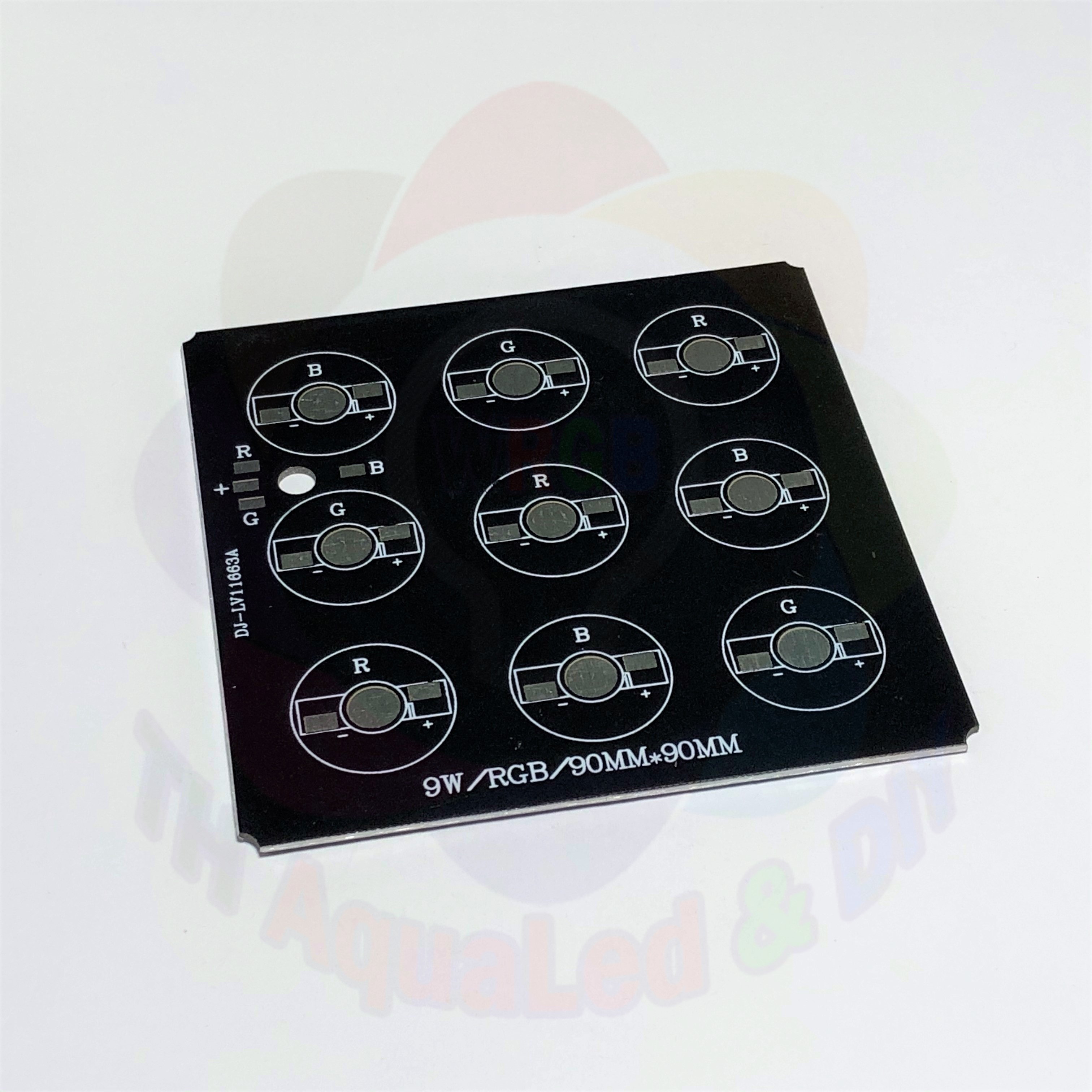 Mạch LED vuông RGB 9 chip 3 kênh, dùng cho chip LED đơn Luxeon 1W/3W, 3 cụm mỗi cụm 3 chip.