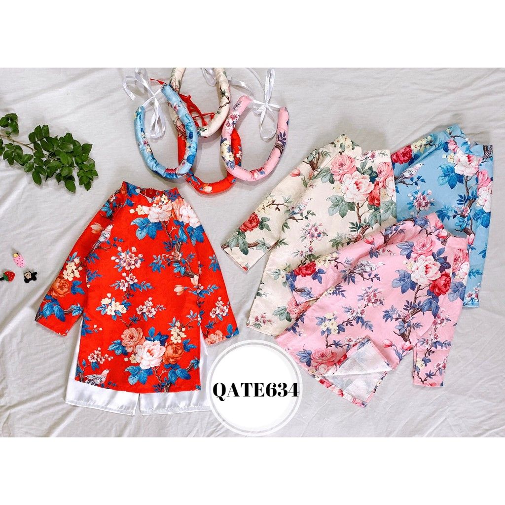 Áo dài bé gái truyền thống kèm mấn QATE634