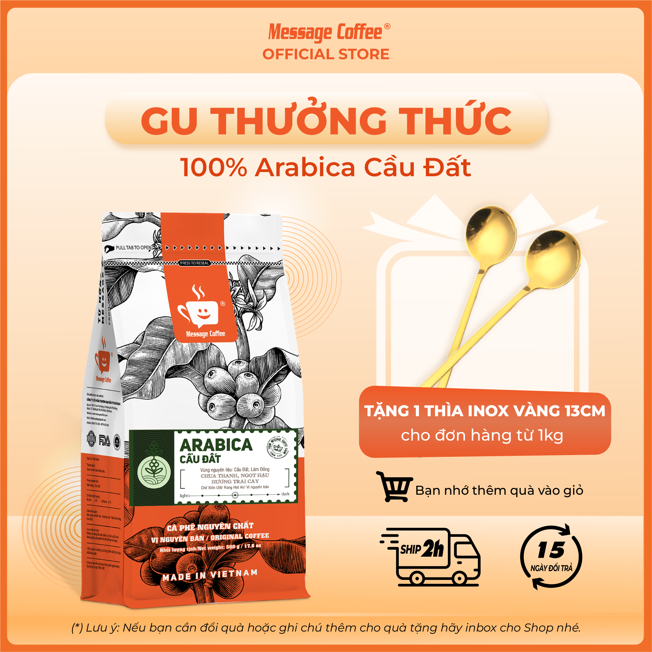 Cà Phê ARABICA CẦU ĐẤT rang mộc nguyên chất 100% café hạt - bột pha phin pha máy hậu vị ngọt - chua thanh và thơm nhẹ từ Message Coffee