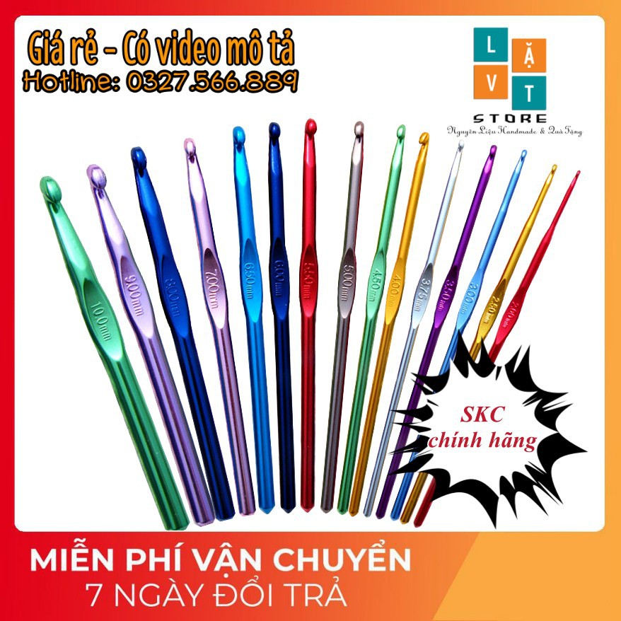 [HCM][SKC tool] 14 Size dụng cụ móc sợi len đan len hàng SKC chính hãng dài 15cm bằng nhôm - Crochet hook