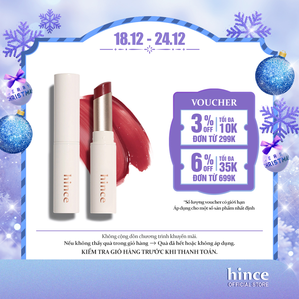 Son dưỡng có màu mỏng nhẹ thuần chay hince Mood Enhancer Lip Glow 5.5G