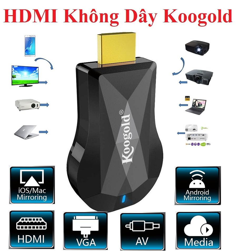 Thiết bị Kết Nối HDMI Không dây KooGold , HDMI không dây cao cấp Kết nối HDMI điện thoại với tivi, chơi game mobile trên màn hình tivi.