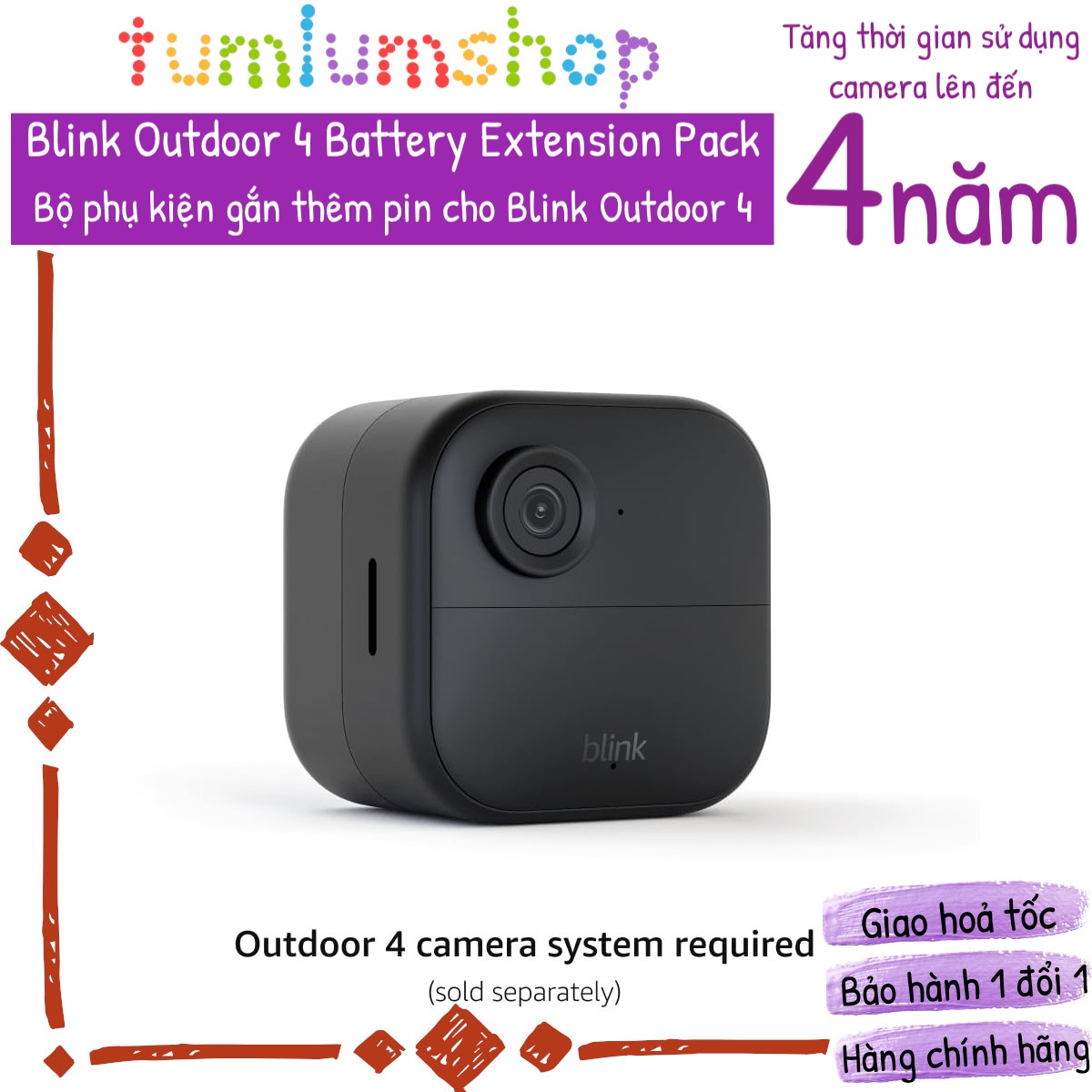 Blink Outdoor 4 Battery Extension Pack - Phụ kiện tăng dung lượng pin 4 năm cho camera