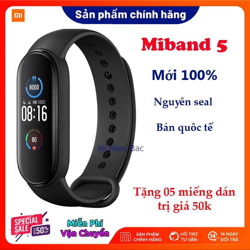 [Siêu Sales 4.4] Đồng Hồ Xiaomi Miband 5, Vòng đeo tay sức khỏe thông minh, bản nâng cấp của Miband 4 - Nguyên seal, mới 100% - Chống nước 5ATM, Theo dõi sức khỏe, Kết nối Bluetooth, Hỗ trợ tiếng Việt - Hàng chính hãng - BH 12 tháng