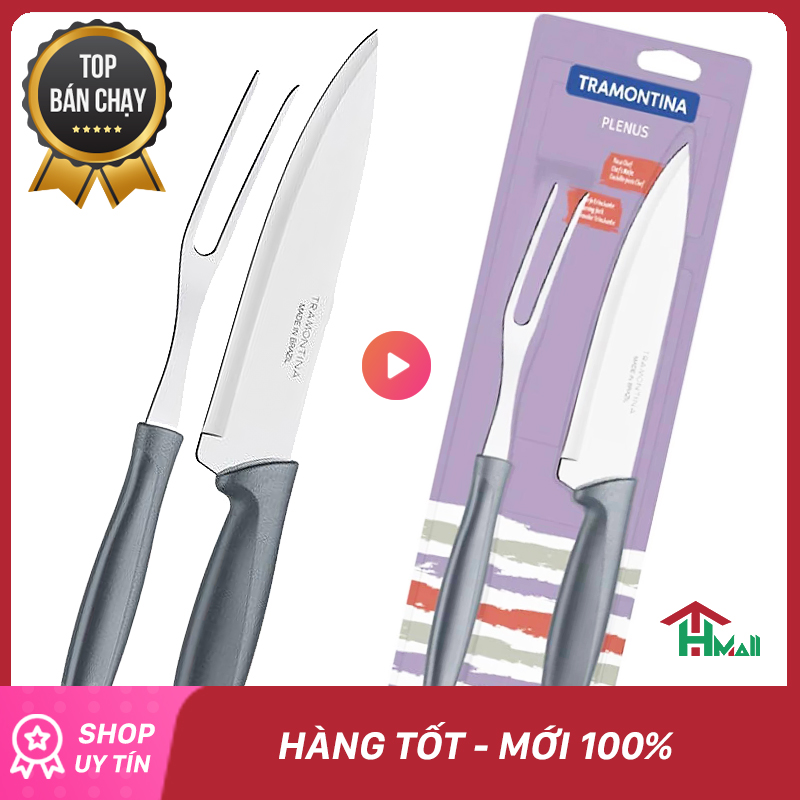 Bộ Dao Lạng Thịt Và Nĩa Xiên Thịt cao cấp Tramontina bằng thép không gỉ, dao nhập khẩu giá rẻ