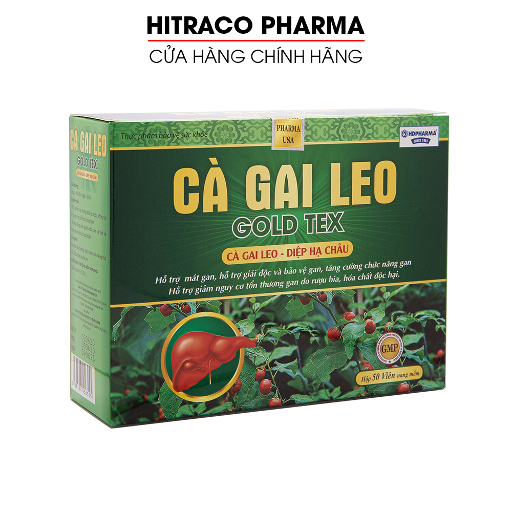 Viên uống bổ gan Cà Gai Leo Gold Tex mát gan, giải độc gan, hạ men gan - Hộp 50 viên tăng cường chức năng gan