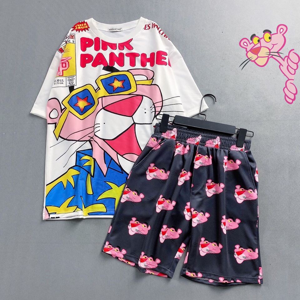 Đồ bộ hoạt hình form rộng unisex báo hồng freesize dành cho nam nữ