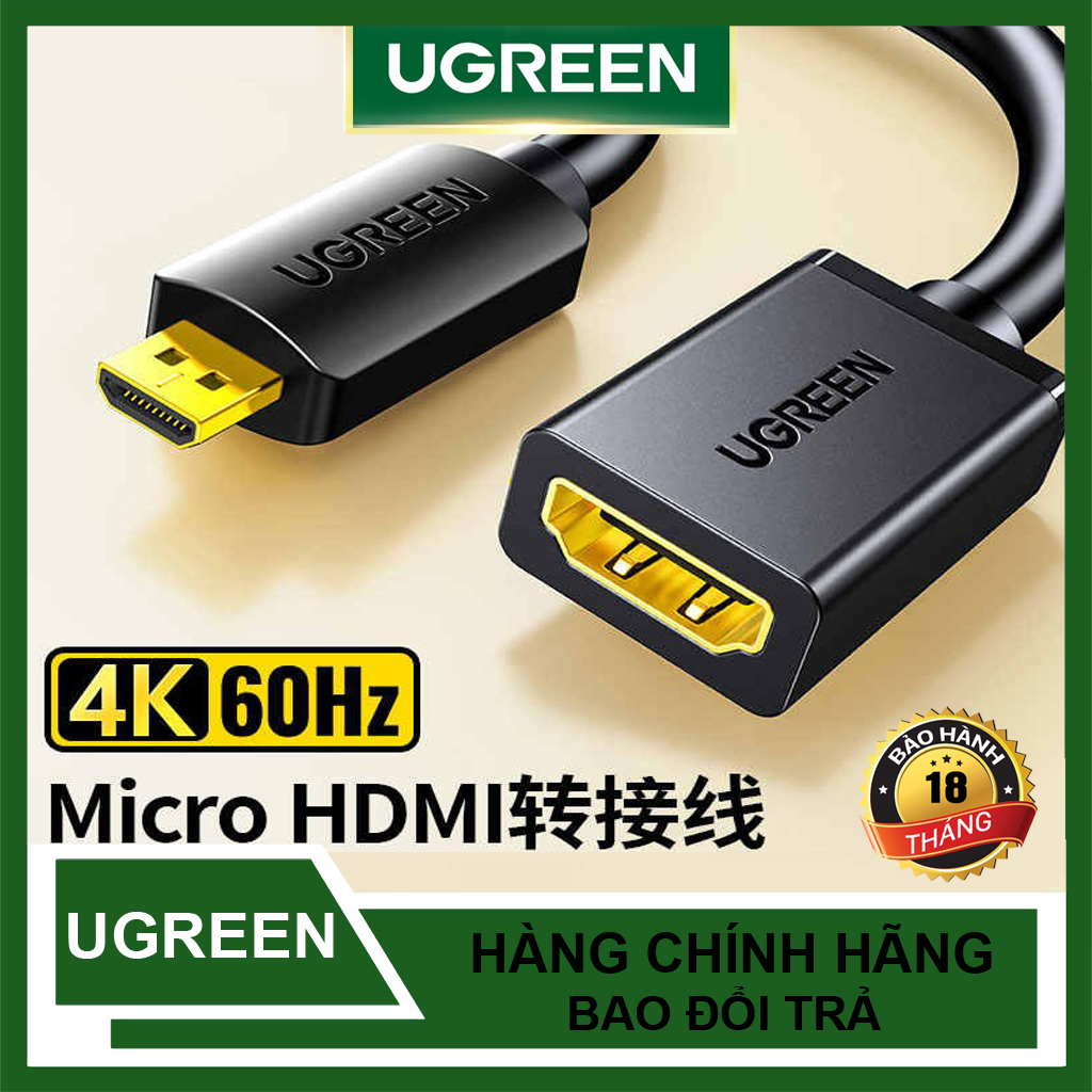 Cáp chuyển đổi micro hdmi to hdmi âm ugreen 20134 dài 20cm chính hãng