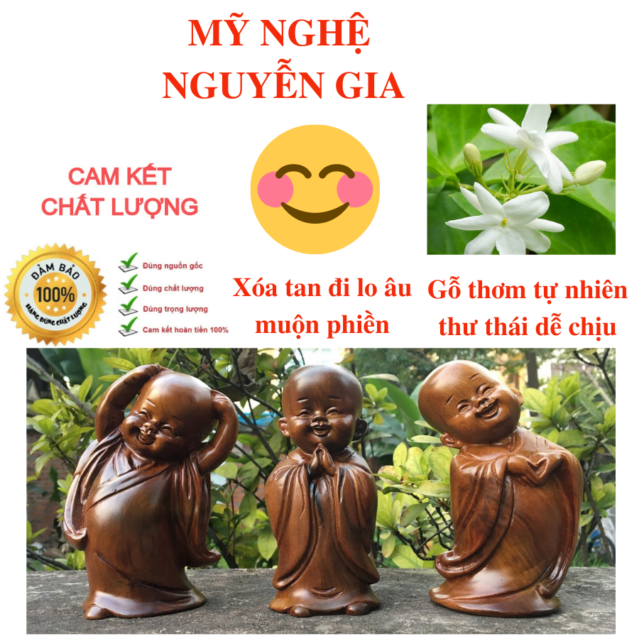 Trang trí bàn làm việc, Bộ tượng tam tâm gỗ Bách Xanh