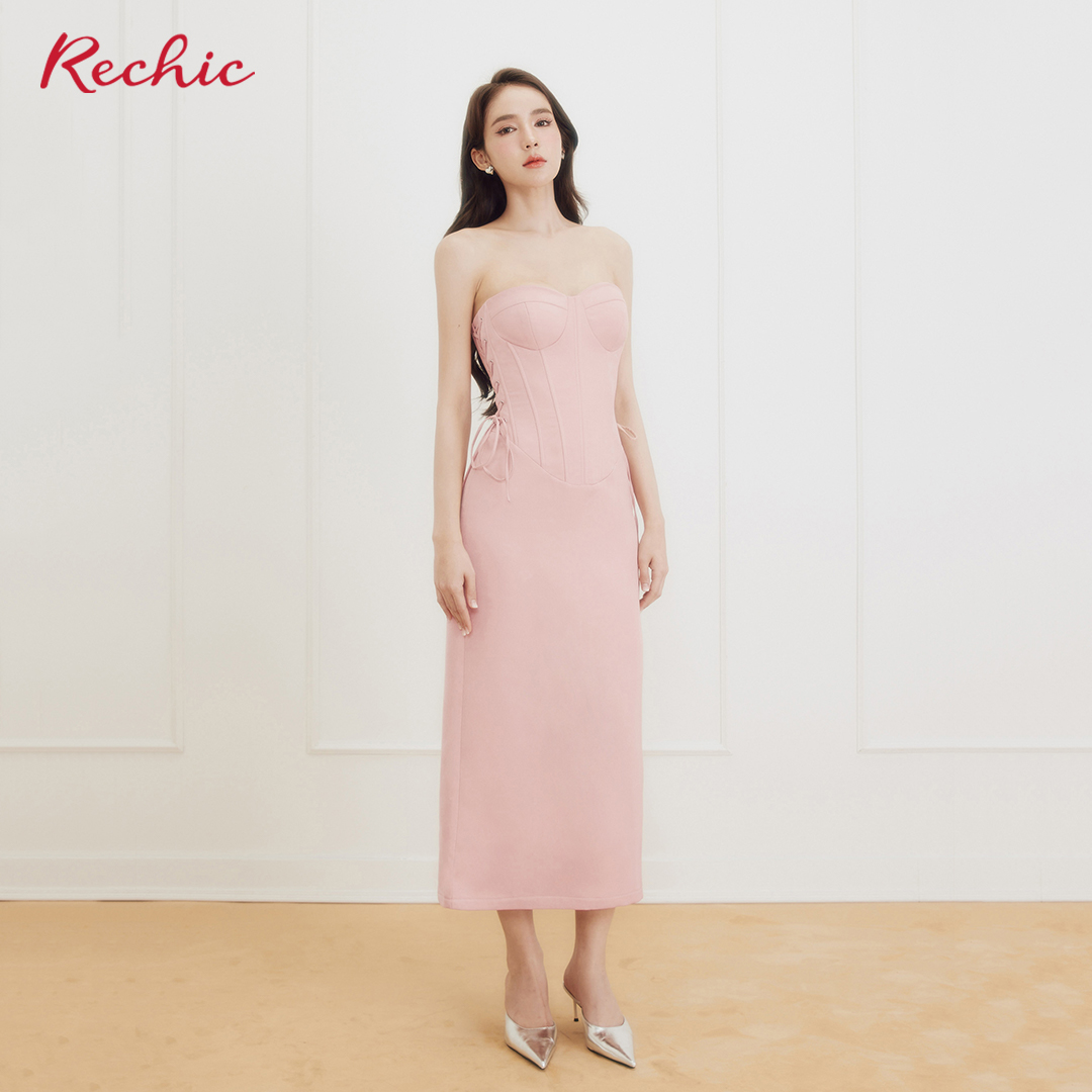 RECHIC Đầm cúp ngực Sulin dáng dài chiết eo corset sang trọng