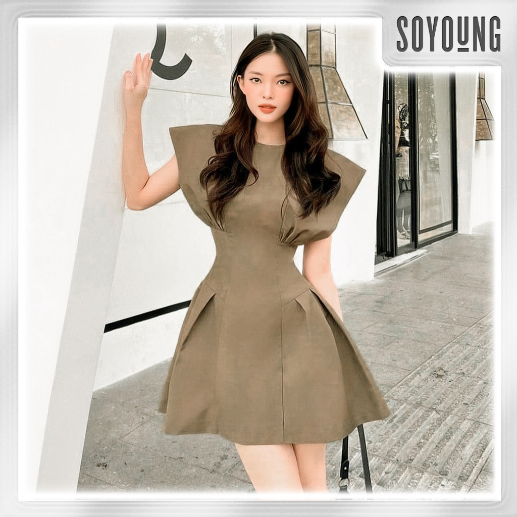 Váy nữ liền thân tiara dáng chữ a chất liệu kate hàn soyoung - vsy181110