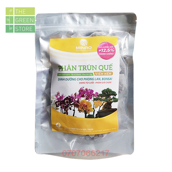 Phân bón cho hoa lan - viên nén trùn quế hữu cơ dạng túi tan chậm Minro cho mọi giai đoạn