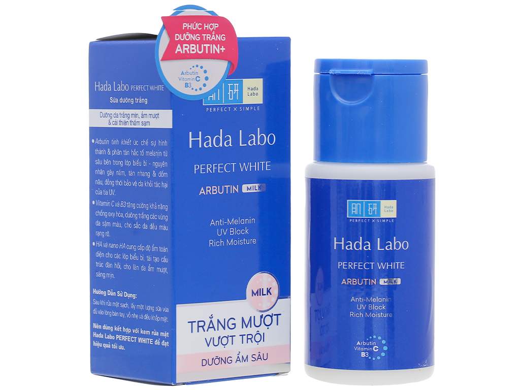 Sữa dưỡng trắng mượt Hada Labo Perfect White Arbutin Milk 90ml