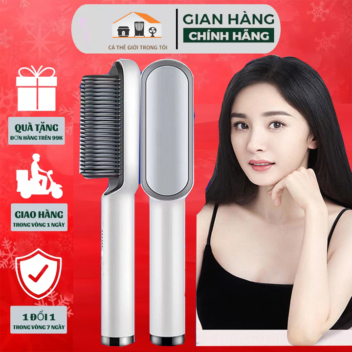 Lược điện chải định hình tóc Straight làm thẳng tóc, uốn tóc nhanh chóng