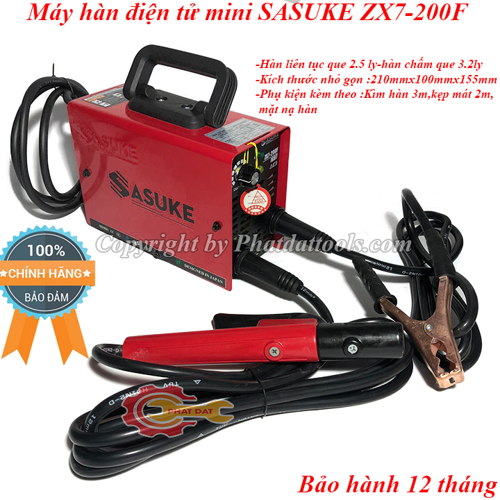 Máy hàn điện tử mini SASUKE ZX7-200F-Công nghệ Nhật Bản-Chuyên que 2.5ly-Đầy đủ phụ kiện-Bảo hành 12 tháng