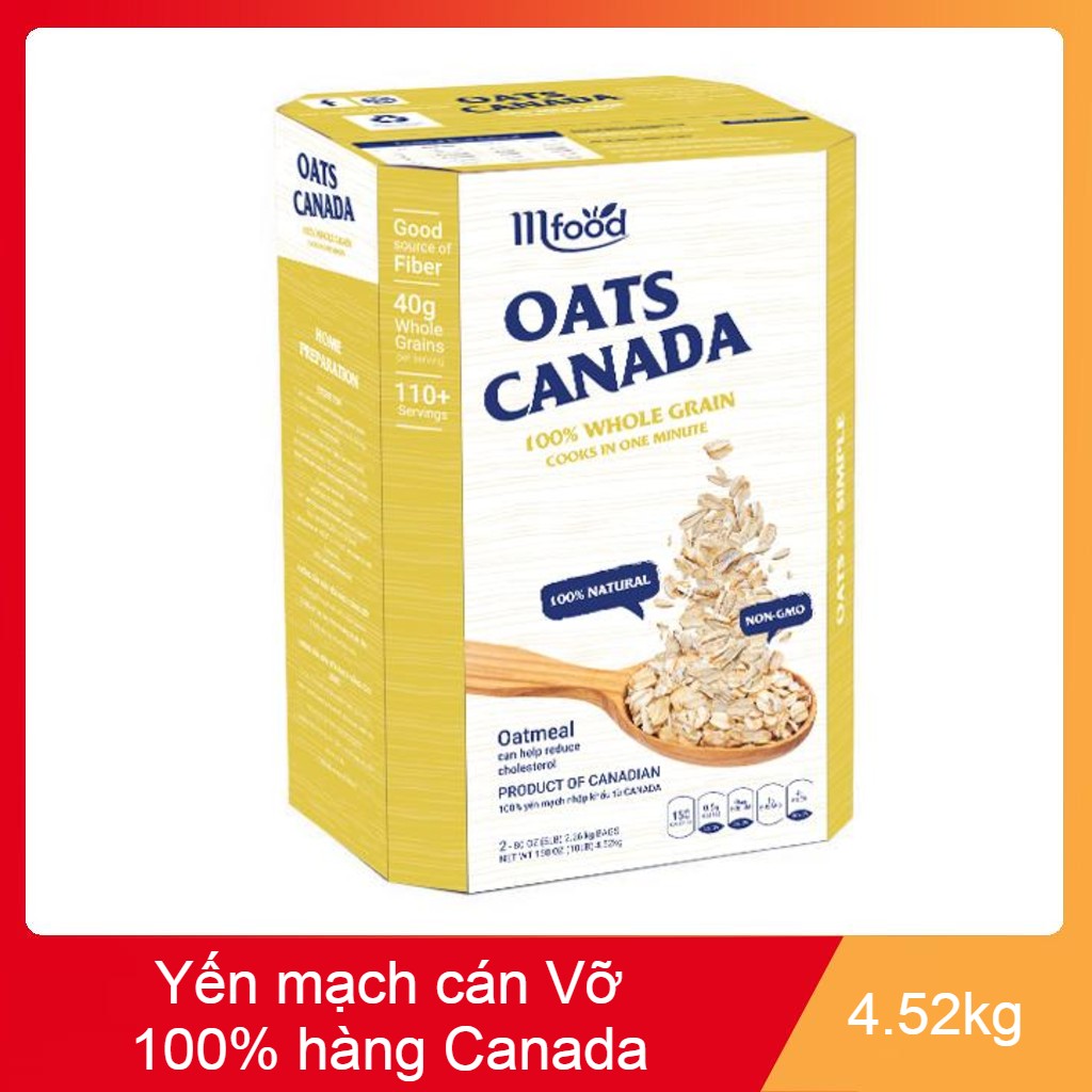 [HCM]Yến Mạch Cán Vỡ Oats hộp 4.52kgs từ Canada