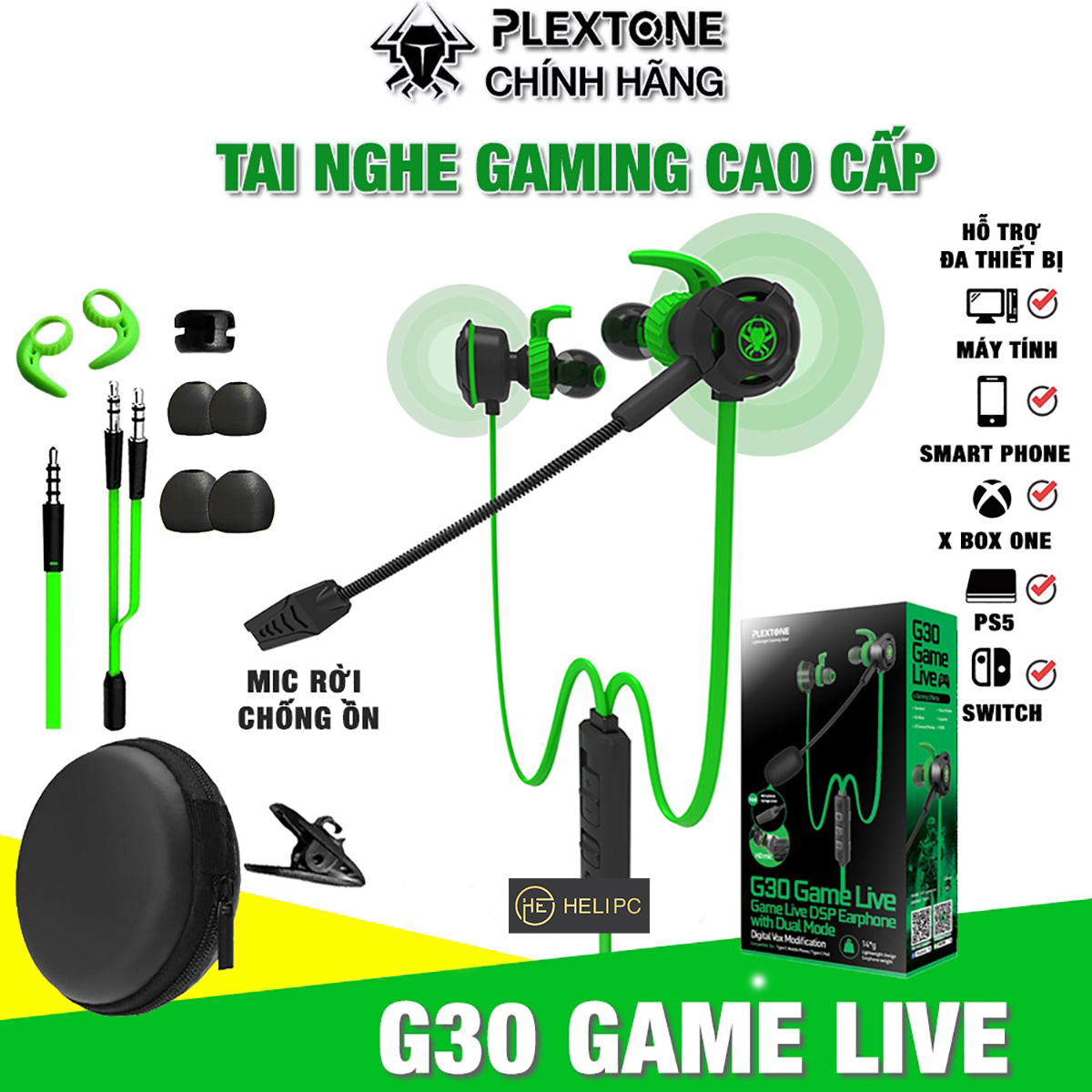 Tai nghe gaming có mic rời Plextone G30 - Tai nghe gaming có dây chính hãng Plextone