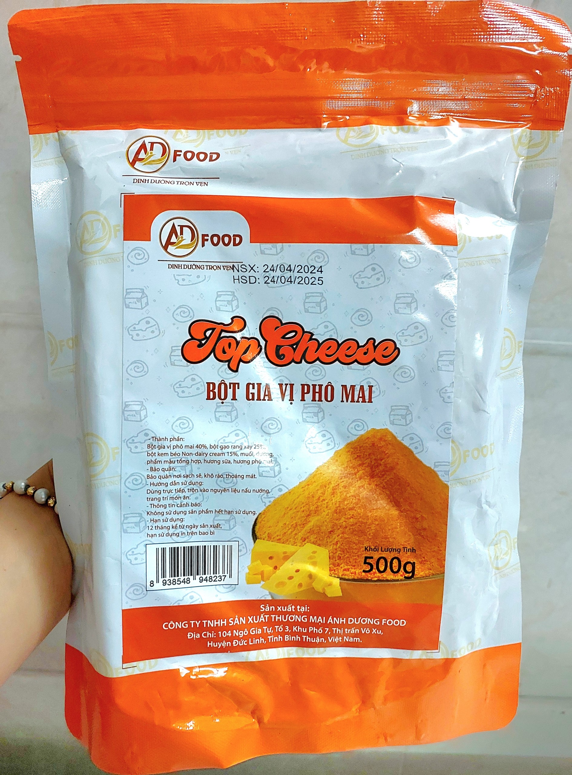 500g Bột Phô Mai Top Cheese cao cấp_ Màu Cam, Vị béo ngọt nhẹ, Thơm đậm vị - doanvat_hangduong