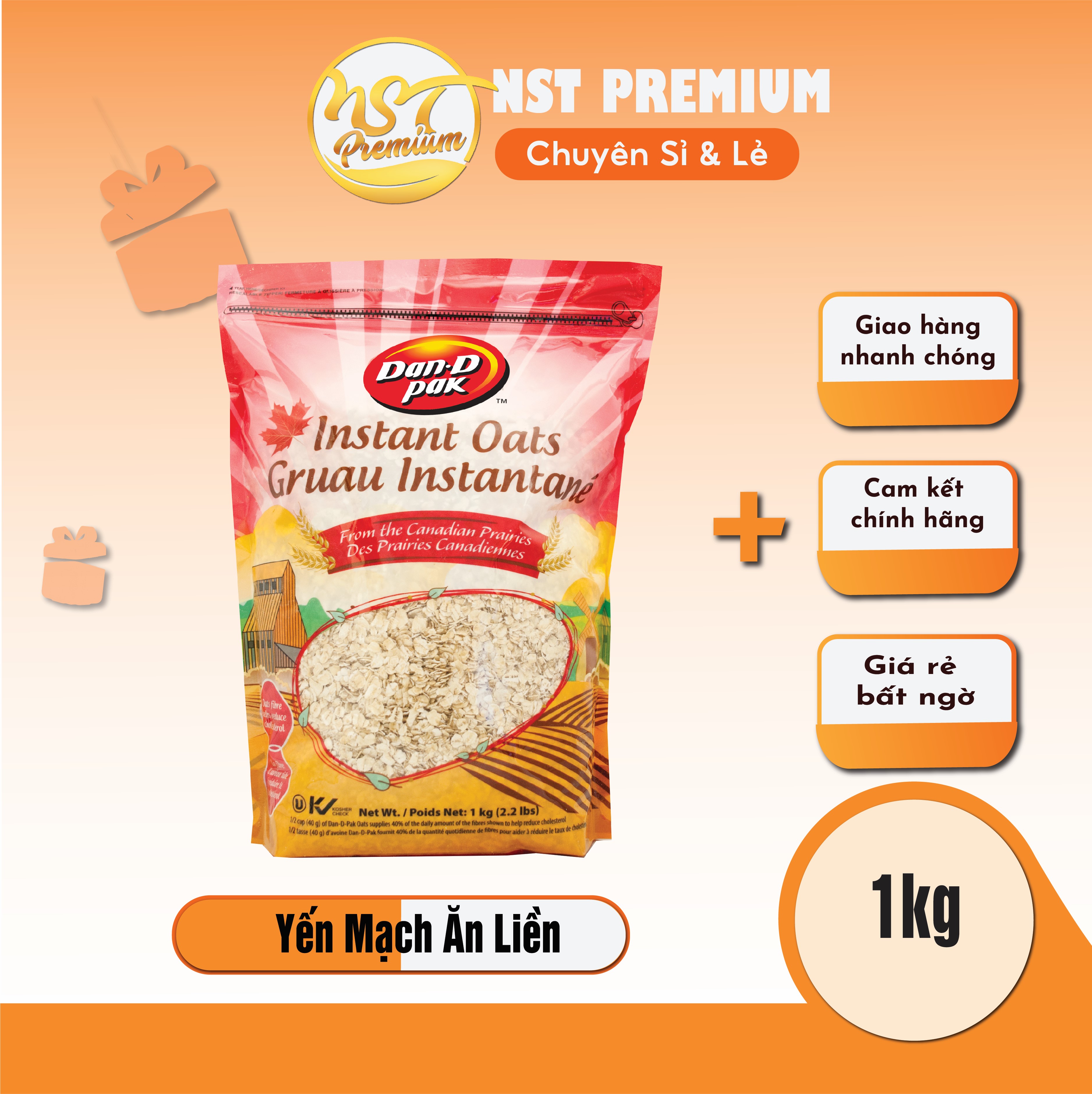 [HCM]Yến mạch ăn liền 1kg Dan D Pak Oats