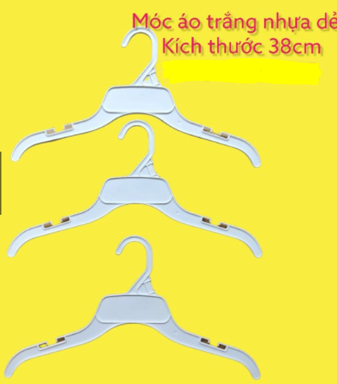 Combo 50 móc quần áo trắng 38cm
