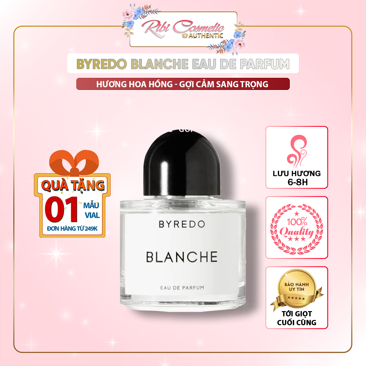 Vial Nước hoa nữ Byredo Blanche Hương hoa cỏ mini bỏ túi thơm lưu hương lâu chính hãng