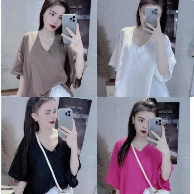 Áo thun trơn cổ tim......