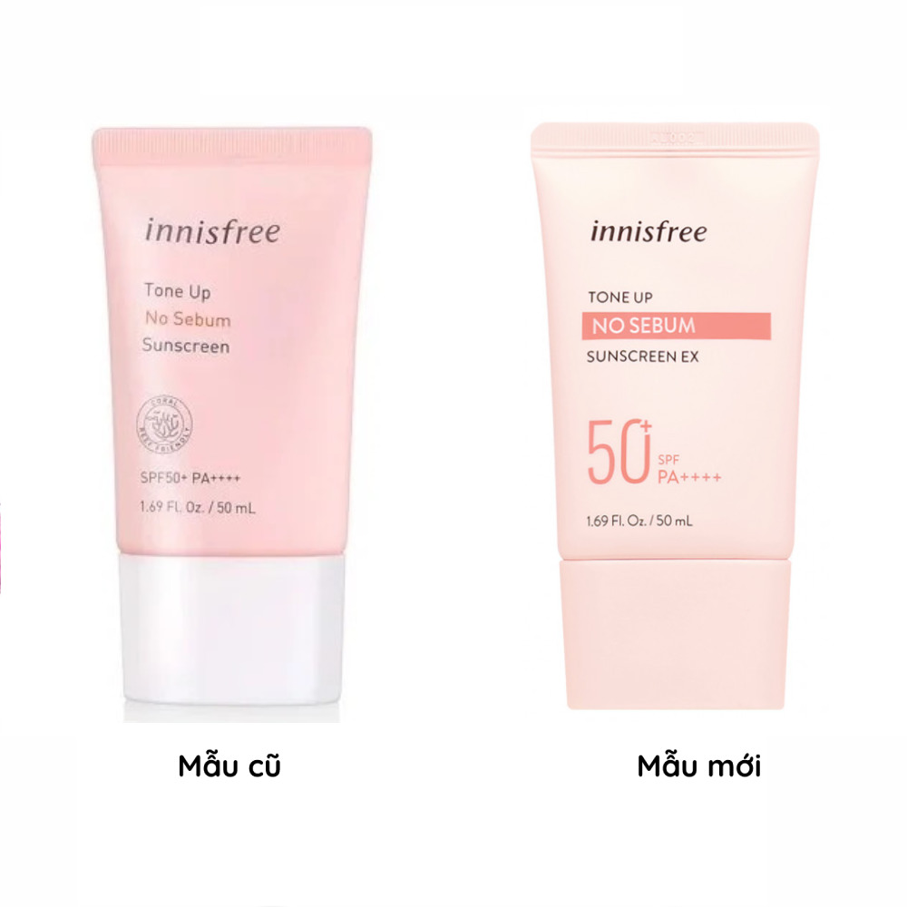 Kem Chống Nắng Kiềm Dầu Nâng Tông Da Innisfree Tone Up No Sebum 50ml Màu Hồng Siêu Xinh