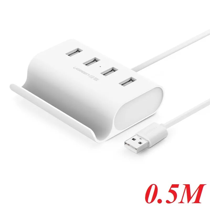 Ugreen 30222 0.5m màu trắng usb 2.0 hub 4 port with power port cr123