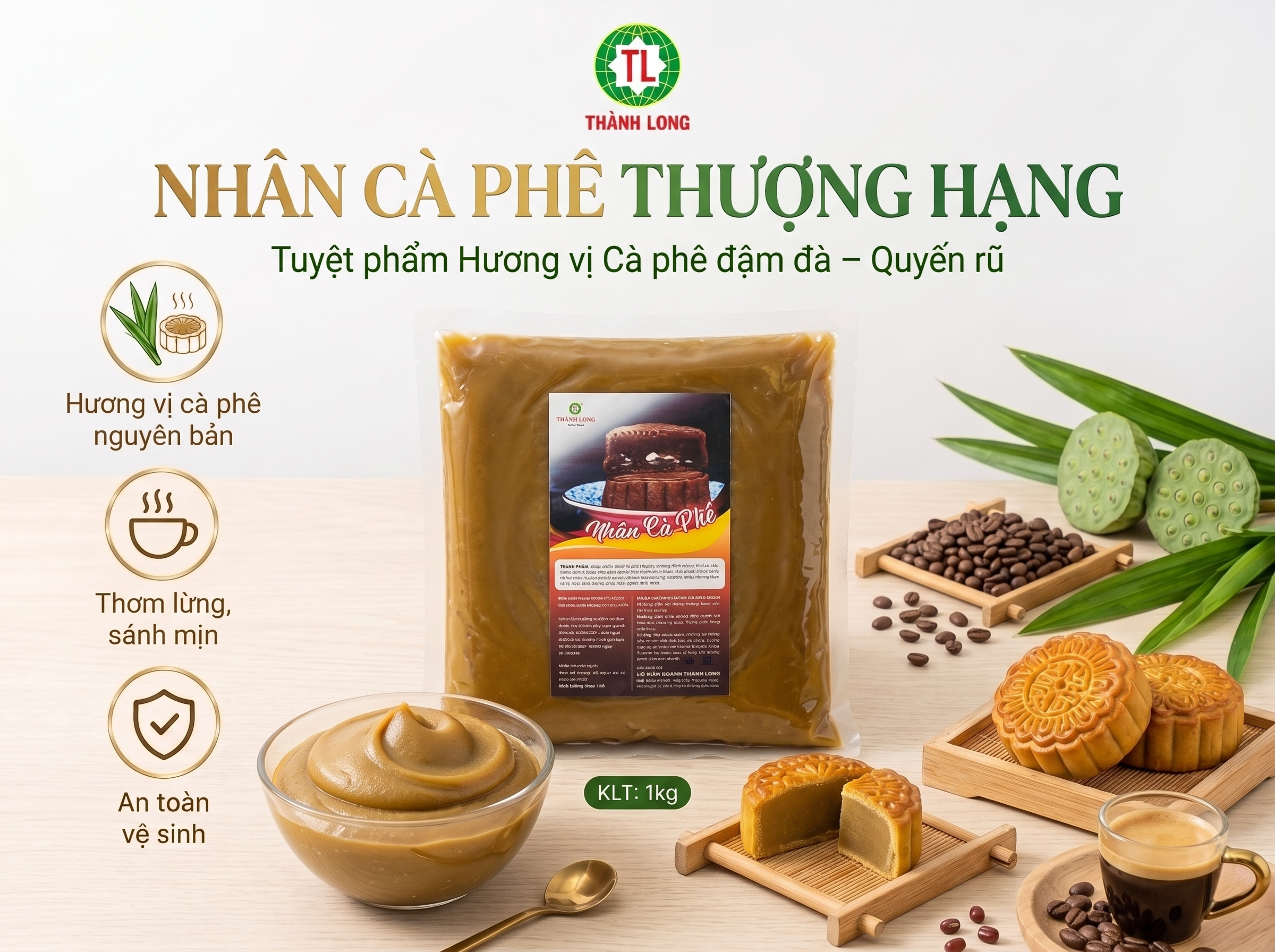[HOẢ TỐC] Nhân Bánh Chay/ Mặn/ Ngọt Sên Sẵn 1Kg -  Nguyên Liệu Làm Bánh Trung Thu/ Pía  - Thành Long