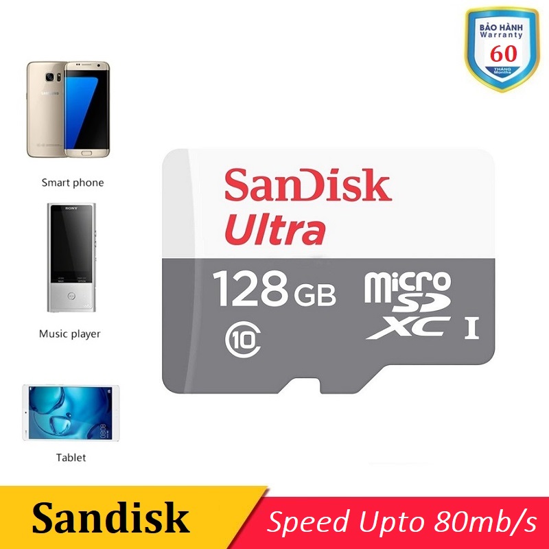 Thẻ nhớ 128GB Sandisk Micro SDXC Ultra 533x - 80MB/s (không Adapter) -BH 60 Tháng