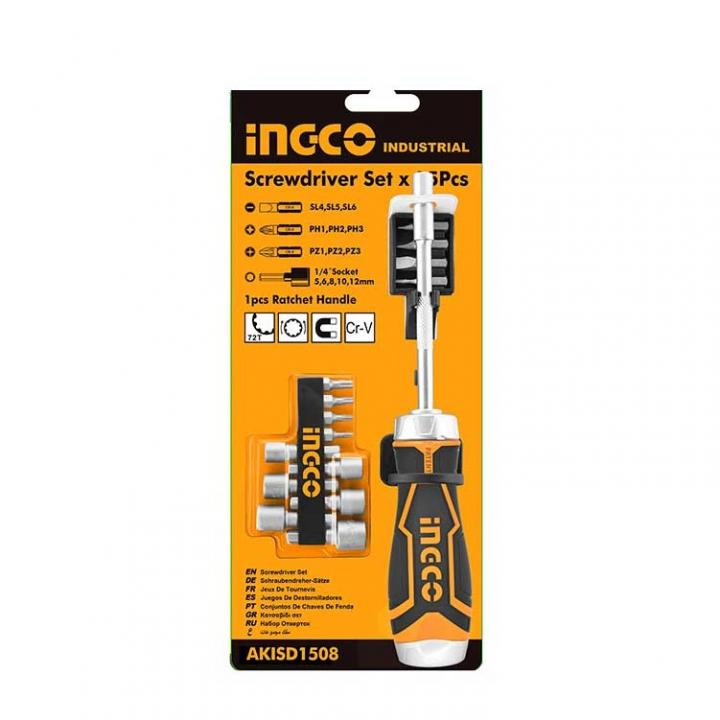 Bộ tua vít 15 đầu ingco akisd1508