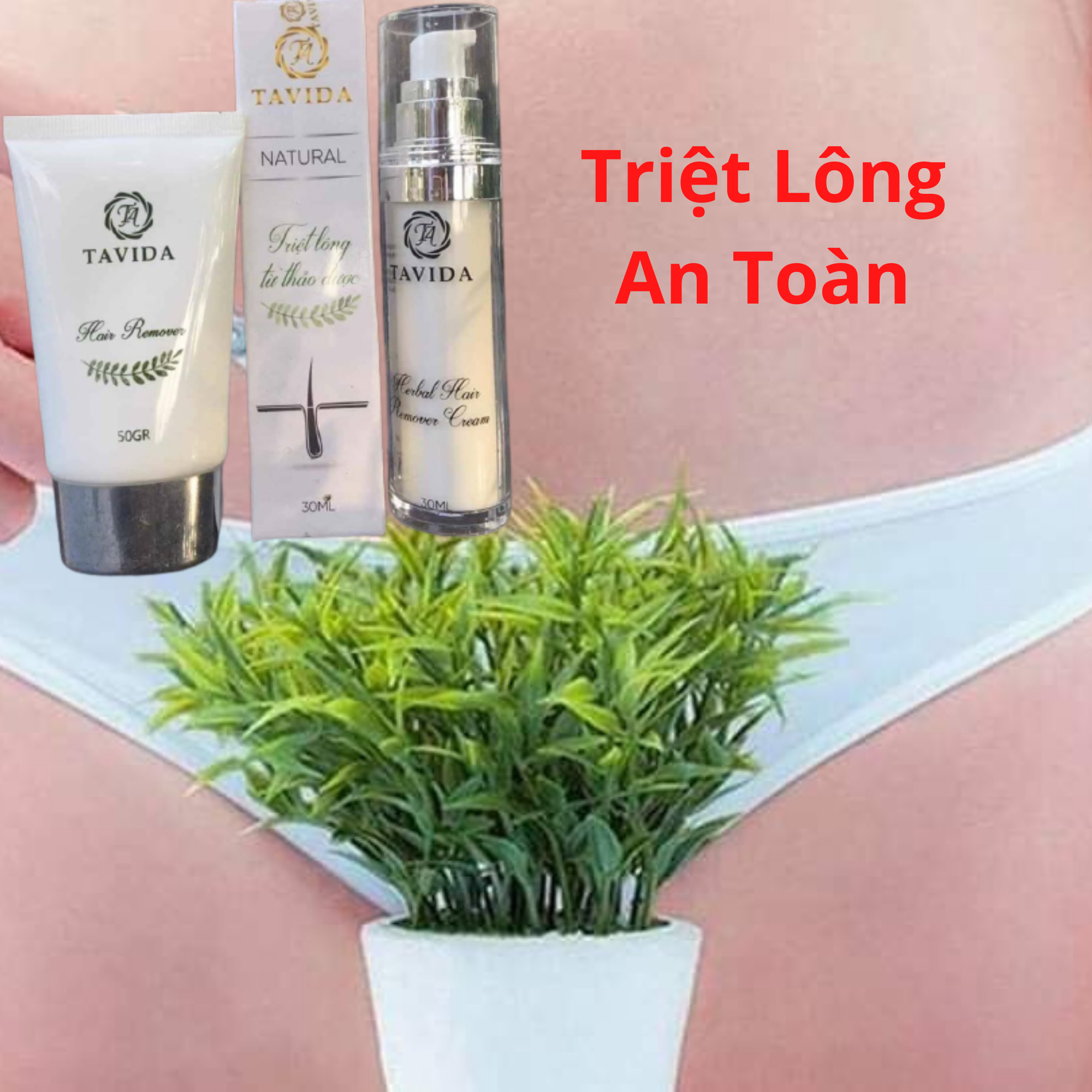 Combo triệt lông Vĩnh Viễn thành phần tự nhiên Tavida. Triệt lông Bikini, lông tay, lông chân, Tẩy lông nhanh chóng, tiện lợi tại nhà