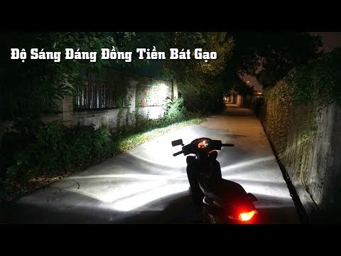 Đèn pha xe máy tay ga bóng đèn led bi cầu 7 màu cực đẹp
