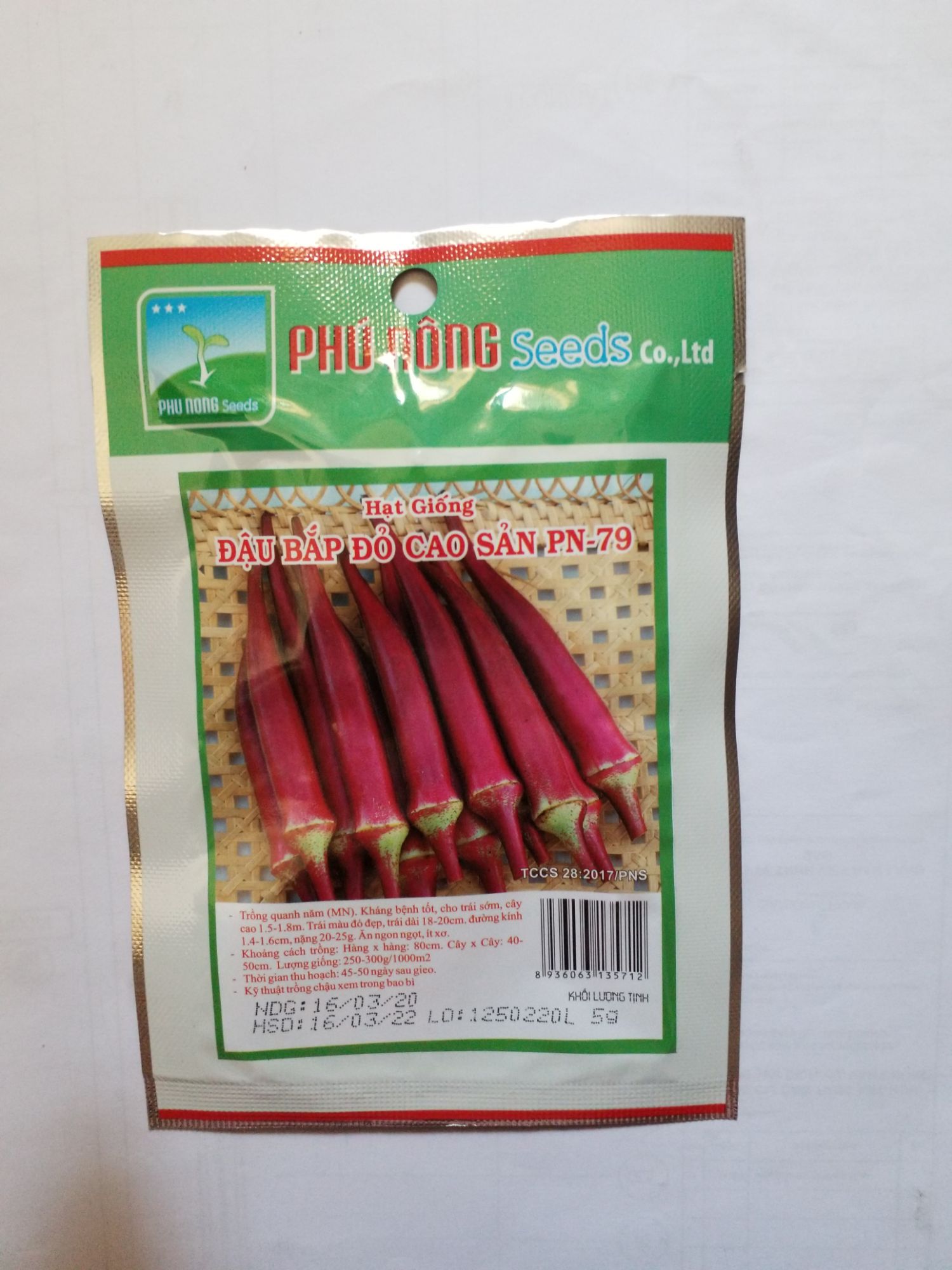 Đậu bắp đỏ cao sản phú nông - 5gr