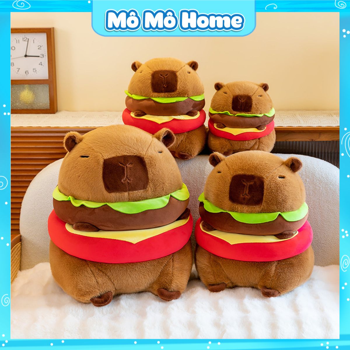 Gấu Bông Capybara bánh mì Hamburger chuột lang nước Mô Mô Home