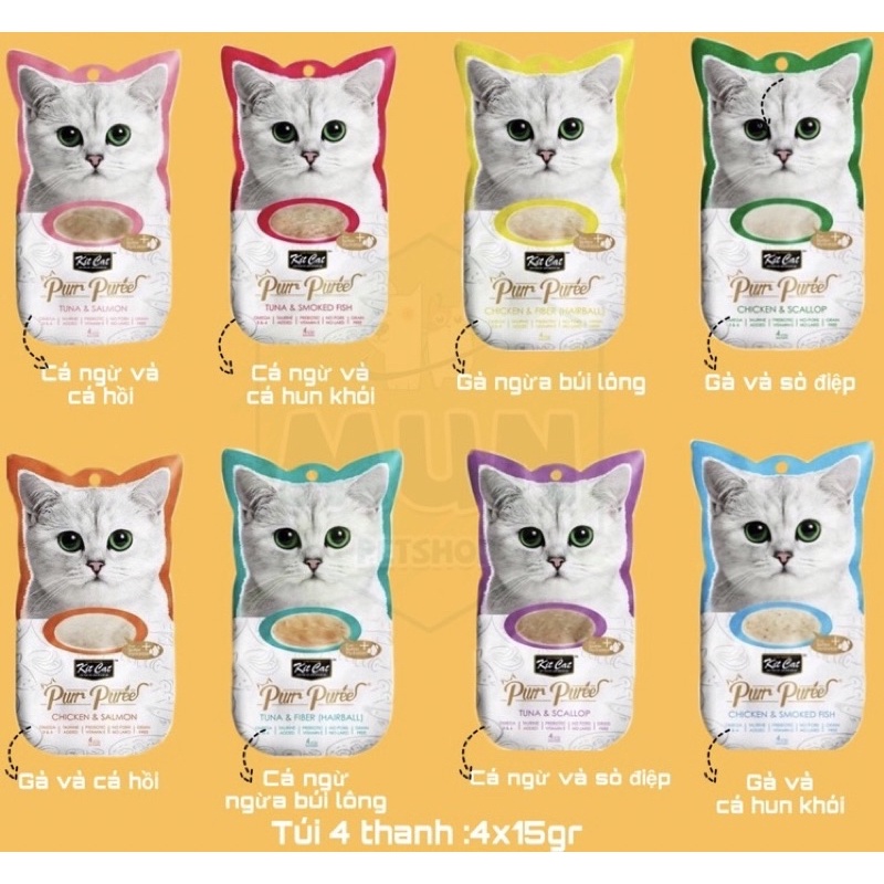 Súp thưởng Kitcat Pur Pure gói 4 thanh Snack mèo Timi Petshop có sẵn