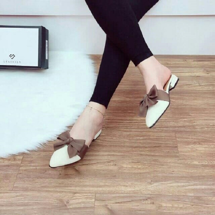 Giày nữ , sục nữ 2p da mềm có nơ siêu xinh giá siêu rẻ
