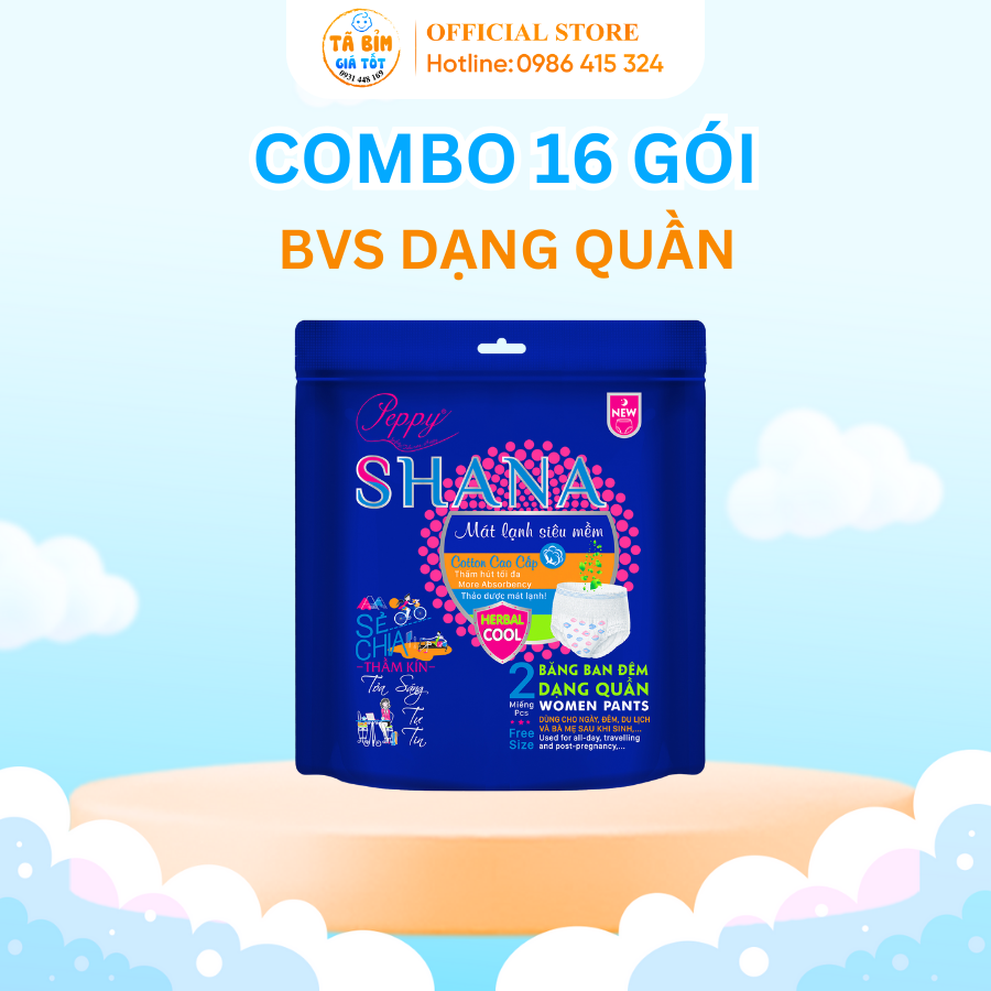 Combo 16 gói băng vệ sinh quần shana freesize chống tràn tối đa, băng vệ sinh ngày đêm giá rẻ , tã bỉm giá tốt