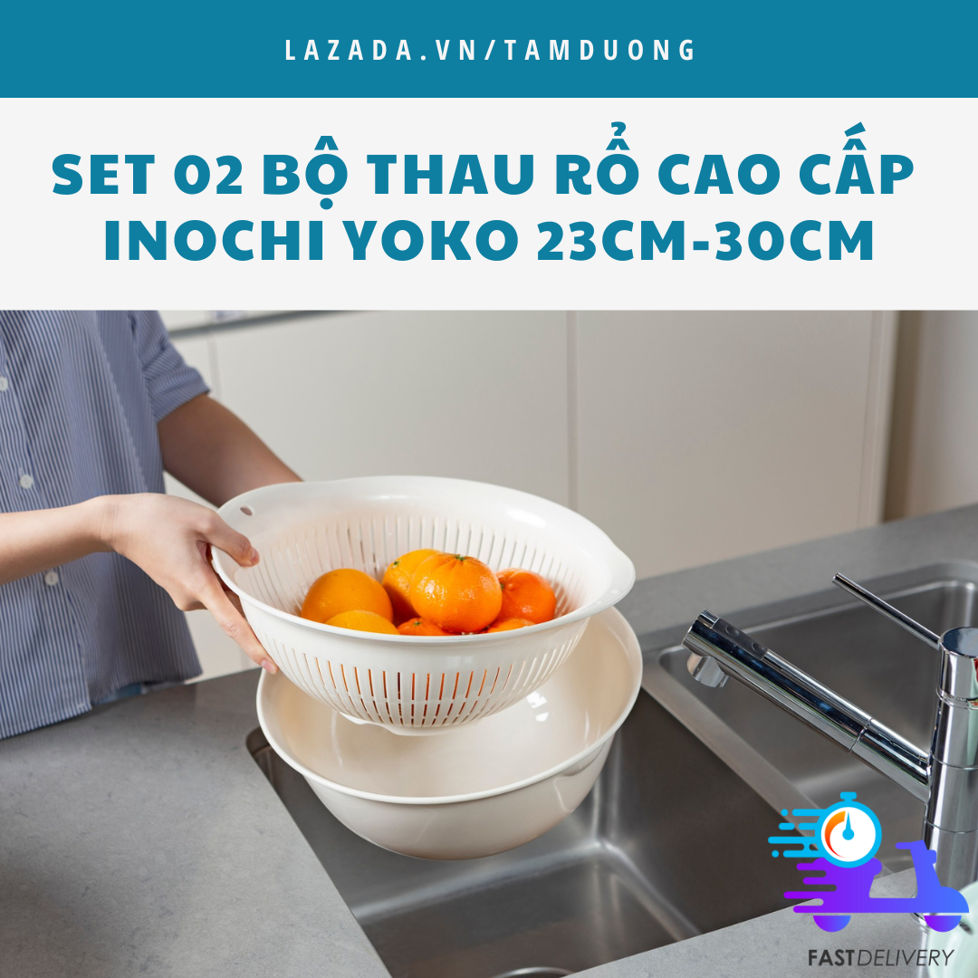 Set 02 Bộ thau rổ cao cấp Inochi 23cm-30cm (phong cách tiêu chuẩn Nhật)