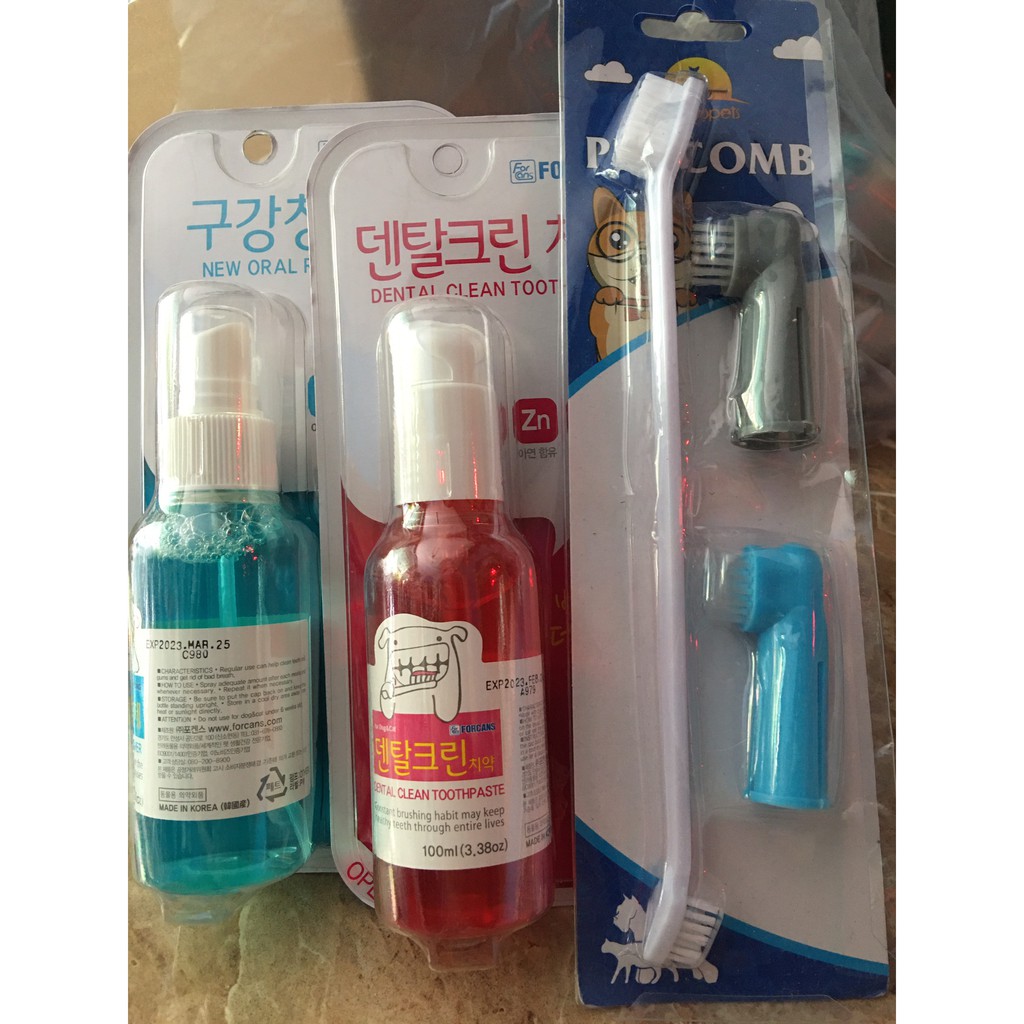 Kem đánh răng + Xịt thơm miệng Hàn quốc cho chó mèo 100ml