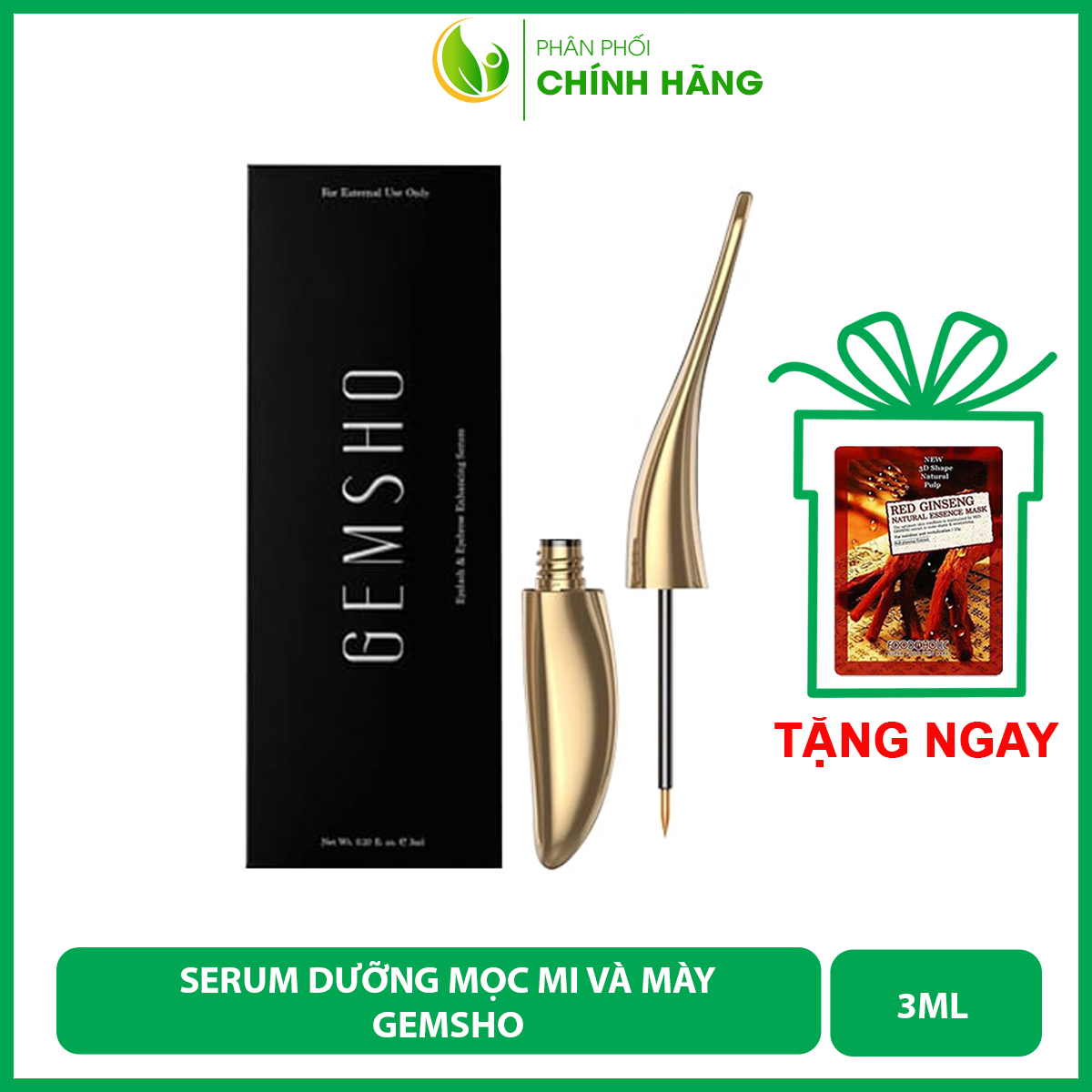 Dưỡng dài mi Gemsho, serum kích thích mọc lông mi và lông mày Gemsho Eyelash & Eyebrow Mỹ