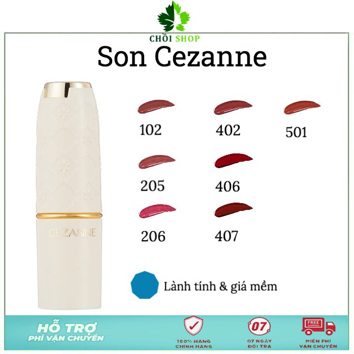 Son lì Cezanne Lasting Lip Color N 501 - 407 - 406 - 402 - 206 - 205 - 102 Nhật bản