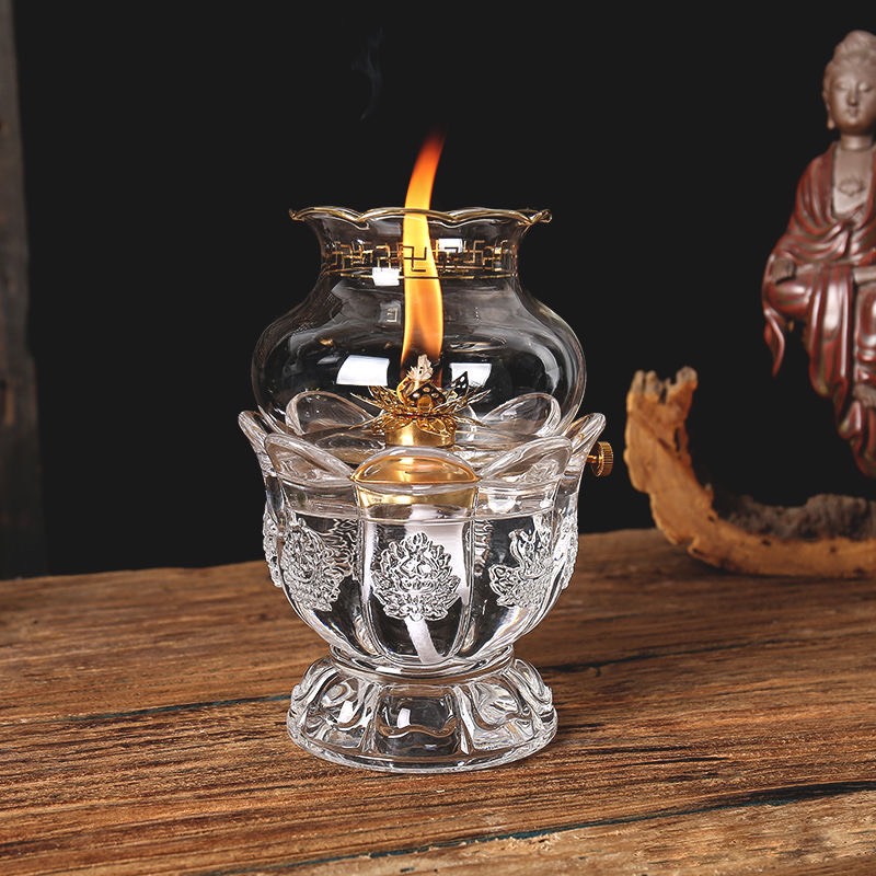 Đèn Dầu 05 bằng thủy tinh pha lê ,thân hình búp sen