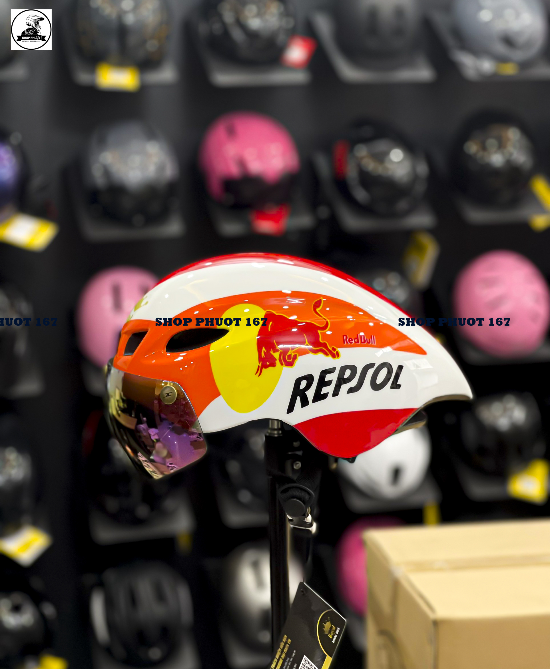 NÓN THỂ THAO ROYAL MD16 TEM REPSOL KÈM HỘP