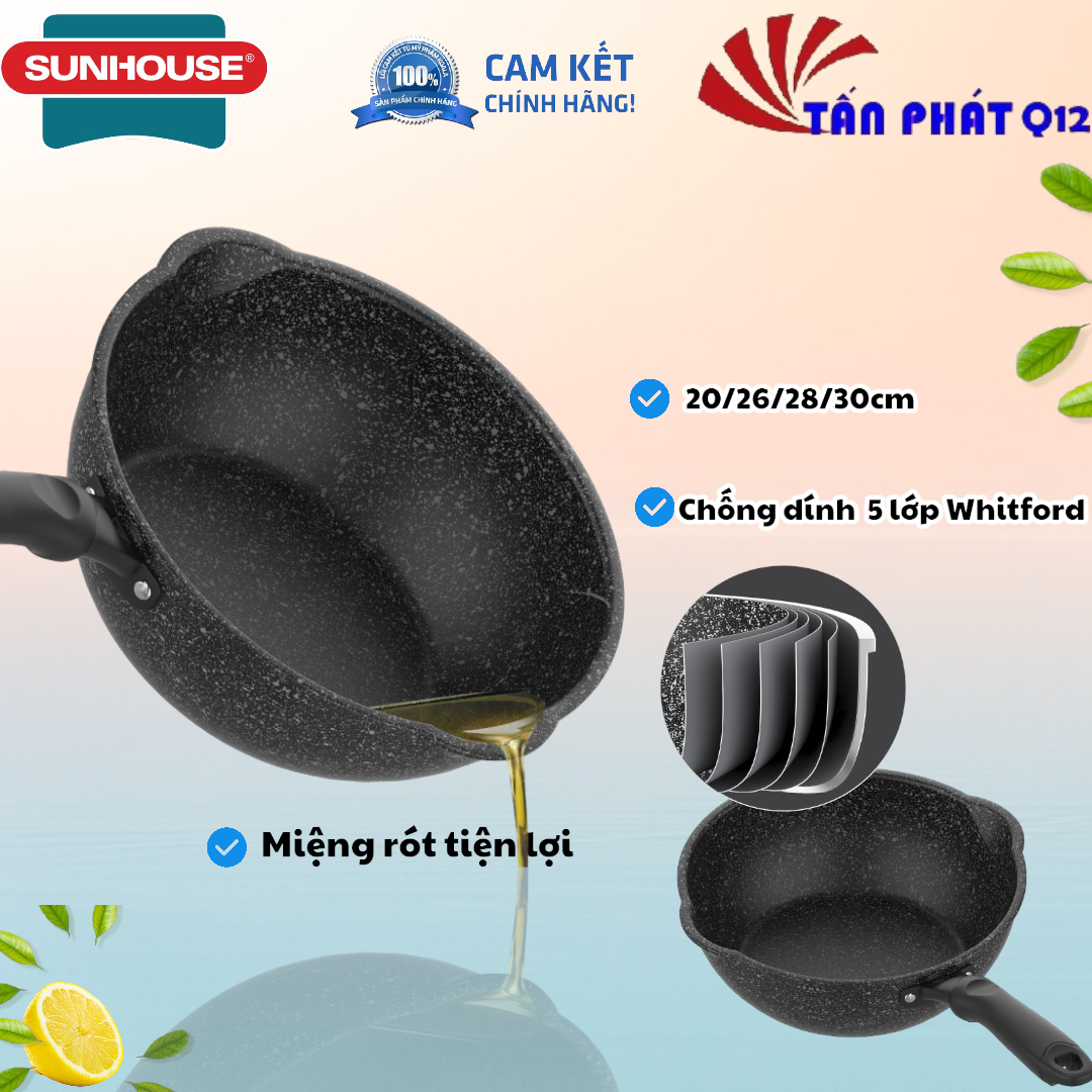 Chảo sâu lòng đáy từ sunhouse 20/26/28/30cm