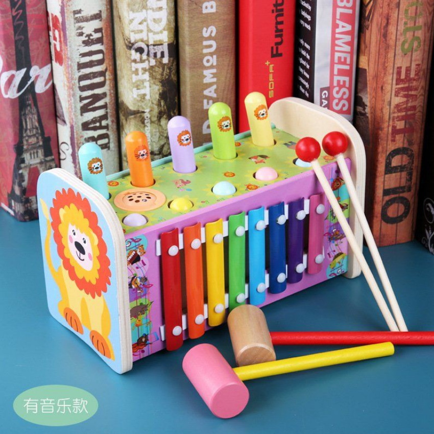 Bộ đồ chơi đập chuột gỗ kết hợp đàn xylophone an toàn cho bé