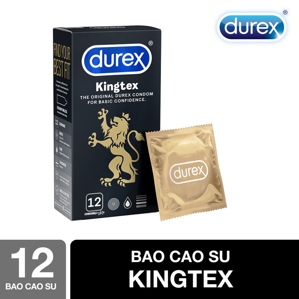 Bao Cao Su Durex Kingtex size 49mm Hộp 12 Chiếc