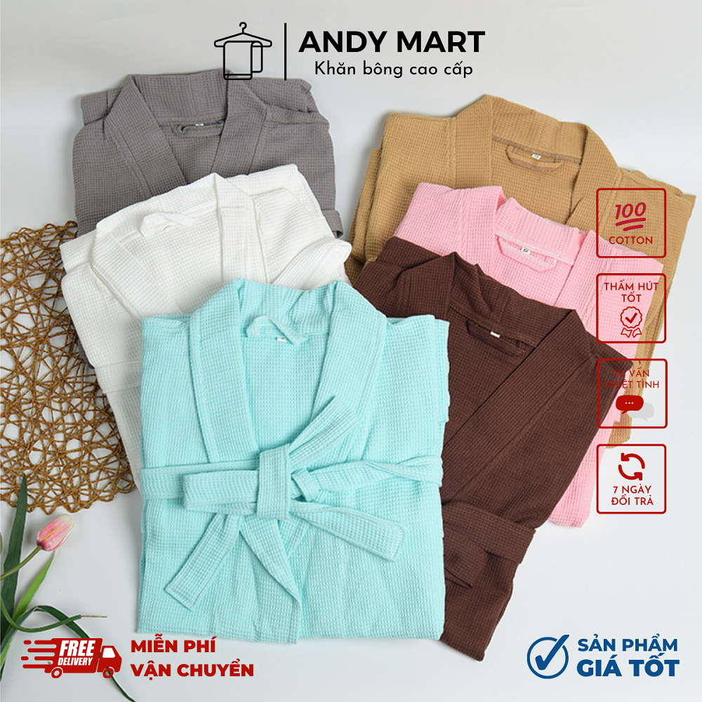 Áo choàng tắm, Áo choàng ngủ cao cấp chất cotton tổ ong dùng trong khách sạn, homestay và spa