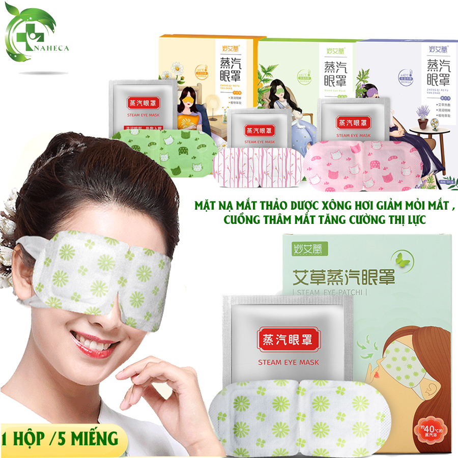Hộp 5 miếng Mặt nạ mắt xông hơi thảo dược Miaoaitang làm giảm mỏi mắt ,căng thẳng mắt ,giảm cuồng thâm mắt do ngồi máy tính nhiều